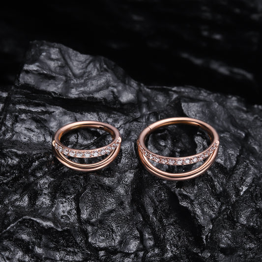 G23 Titanium Nose Ring Closed Ring Seamless Ring Cartilage Ring Zircon - Novaluxe