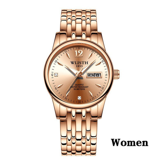 Women Dress Watch Rose Gold Stainless Steel WLISTH Brand Fashion Ladies Wristwatch Week Date Quartz Clock Female Luxury Watches - Novaluxe