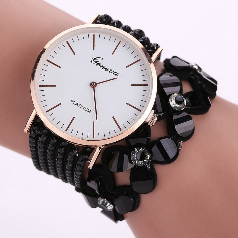 Fashion Geneva Flowers Watches Women Dress Elegant Quartz Bracelet Ladies Watch Crystal Diamond Wrist Watch Gift Reloj Mujer - Novaluxe