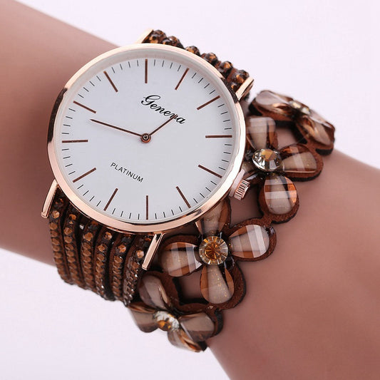 Fashion Geneva Flowers Watches Women Dress Elegant Quartz Bracelet Ladies Watch Crystal Diamond Wrist Watch Gift Reloj Mujer - Novaluxe