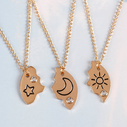 Sun, Moon And Star Pendant Set, Best Friend, Best friend, Friendship Couple Necklace, Fashion Jewelry - Novaluxe