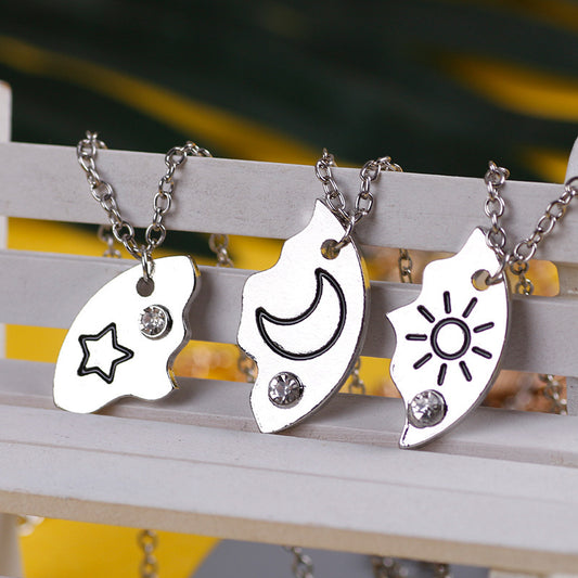 Sun, Moon And Star Pendant Set, Best Friend, Best friend, Friendship Couple Necklace, Fashion Jewelry - Novaluxe