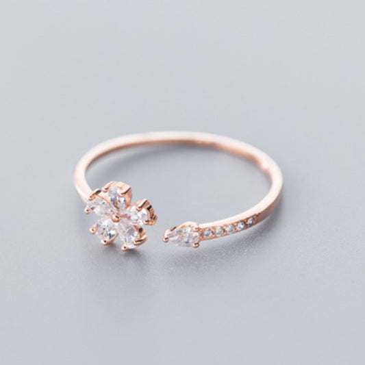Five-petal Flower Korean Style Silver Ring - Novaluxe