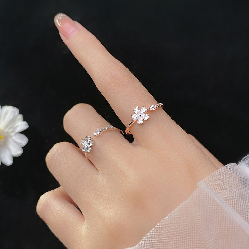 Five-petal Flower Korean Style Silver Ring - Novaluxe