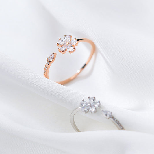 Five-petal Flower Korean Style Silver Ring - Novaluxe