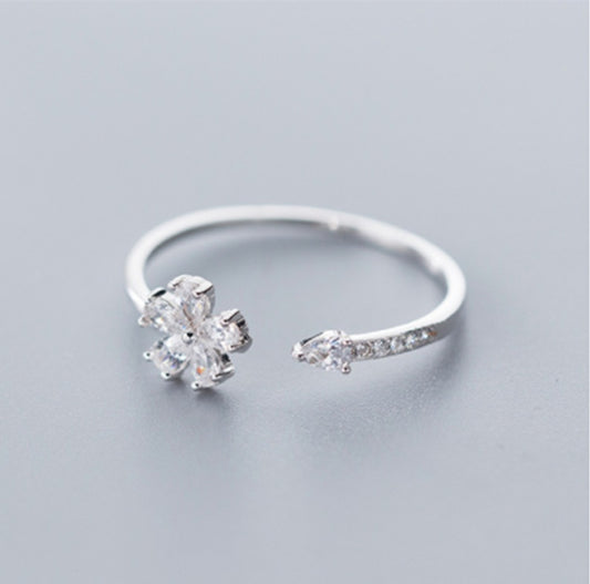 Five-petal Flower Korean Style Silver Ring - Novaluxe