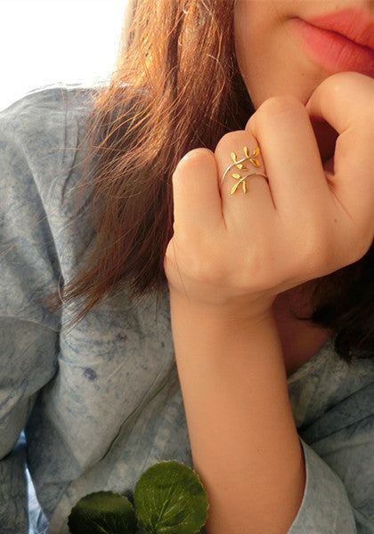 Smal Olive Branch Leaf Ring Simple Ring Ring - Novaluxe