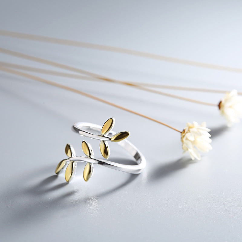 Smal Olive Branch Leaf Ring Simple Ring Ring - Novaluxe