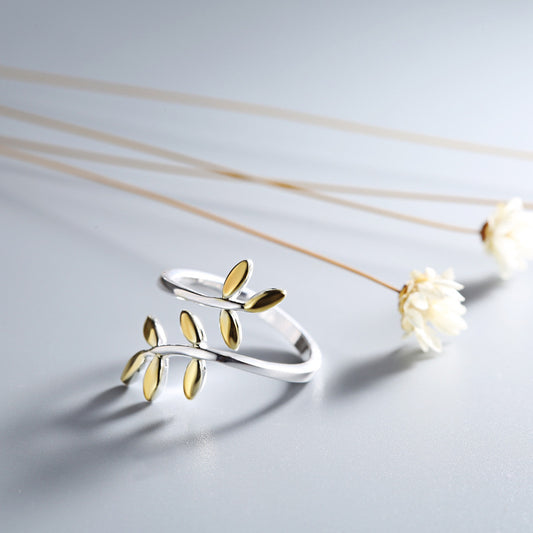Smal Olive Branch Leaf Ring Simple Ring Ring - Novaluxe
