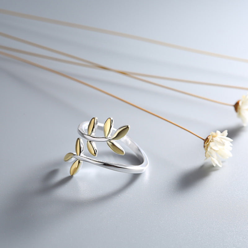 Smal Olive Branch Leaf Ring Simple Ring Ring - Novaluxe