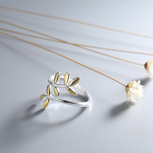 Smal Olive Branch Leaf Ring Simple Ring Ring - Novaluxe