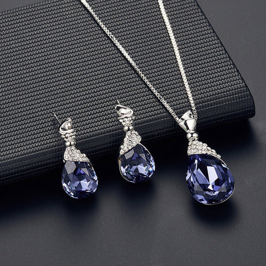 Alloy Plating Necklace Earrings Set Jewelry Set With Rhinestone Wedding Jewelry - Novaluxe