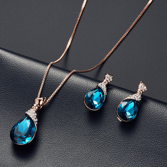 Alloy Plating Necklace Earrings Set Jewelry Set With Rhinestone Wedding Jewelry - Novaluxe