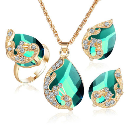 Alloy Plating Necklace Earrings Set Jewelry Set With Rhinestone Wedding Jewelry - Novaluxe