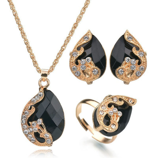 Alloy Plating Necklace Earrings Set Jewelry Set With Rhinestone Wedding Jewelry - Novaluxe
