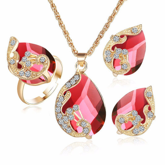 Alloy Plating Necklace Earrings Set Jewelry Set With Rhinestone Wedding Jewelry - Novaluxe