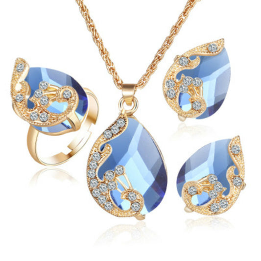 Alloy Plating Necklace Earrings Set Jewelry Set With Rhinestone Wedding Jewelry - Novaluxe