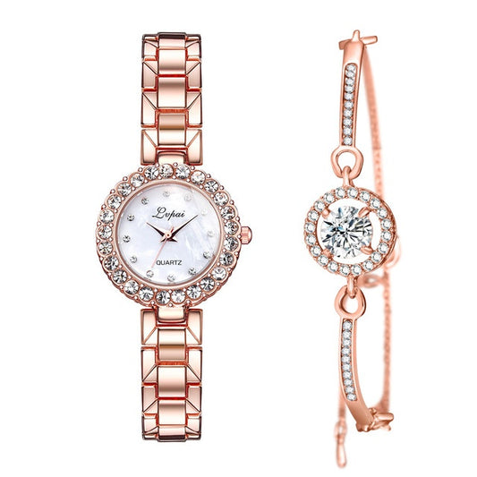 Watches-Set Bangle Clock Bracelet Wrist-Watch Quartz Women Fashion Ladies Brand Luxury - Novaluxe