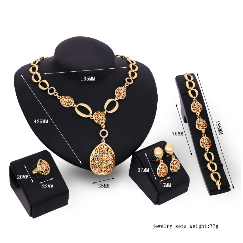 Jewelry Fashion Necklace Earrings Bracelet Ring Four Piece Jewelry Set - Novaluxe