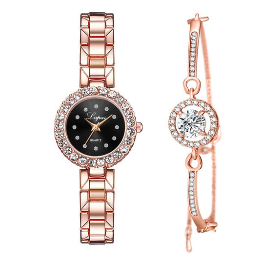Watches-Set Bangle Clock Bracelet Wrist-Watch Quartz Women Fashion Ladies Brand Luxury - Novaluxe