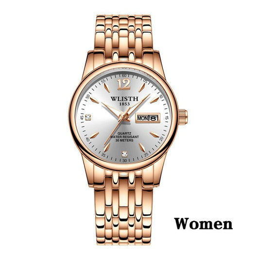 Women Dress Watch Rose Gold Stainless Steel WLISTH Brand Fashion Ladies Wristwatch Week Date Quartz Clock Female Luxury Watches - Novaluxe