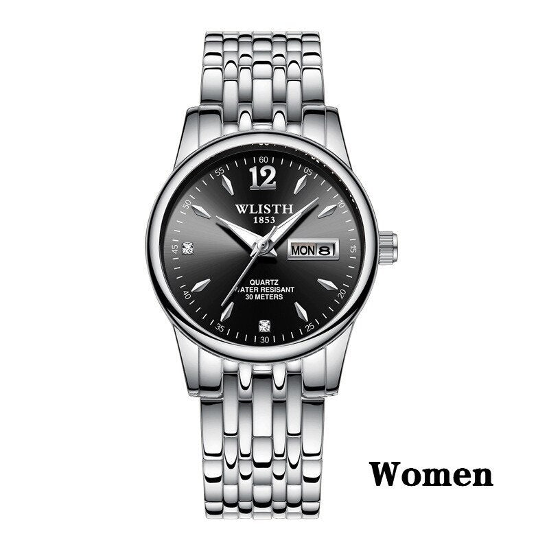Women Dress Watch Rose Gold Stainless Steel WLISTH Brand Fashion Ladies Wristwatch Week Date Quartz Clock Female Luxury Watches - Novaluxe