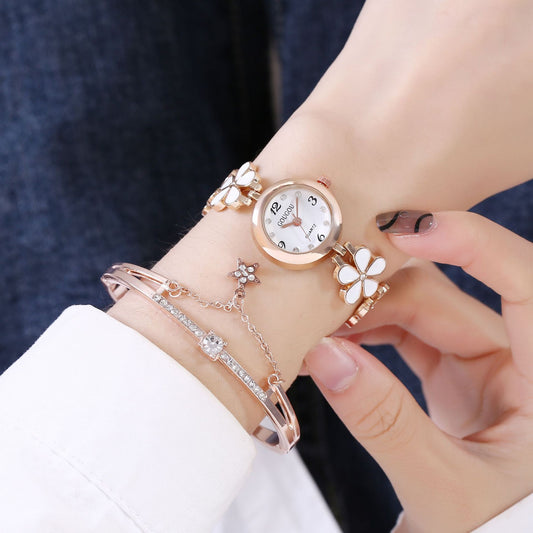 Women's Bracelet Watch Flower Disk Two-piece Bracelet Set - Novaluxe