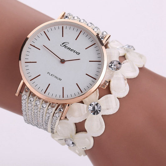 Fashion Geneva Flowers Watches Women Dress Elegant Quartz Bracelet Ladies Watch Crystal Diamond Wrist Watch Gift Reloj Mujer - Novaluxe
