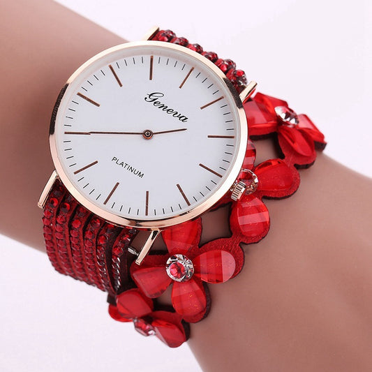 Fashion Geneva Flowers Watches Women Dress Elegant Quartz Bracelet Ladies Watch Crystal Diamond Wrist Watch Gift Reloj Mujer - Novaluxe