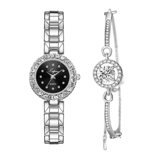 Watches-Set Bangle Clock Bracelet Wrist-Watch Quartz Women Fashion Ladies Brand Luxury - Novaluxe