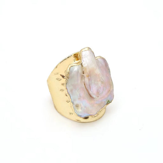 Sell Ring Irregular Pearl Ring Baroque Style Ring Gilt Edge Ring - Novaluxe