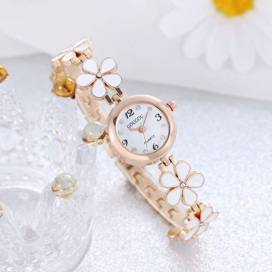 Women's Bracelet Watch Flower Disk Two-piece Bracelet Set - Novaluxe