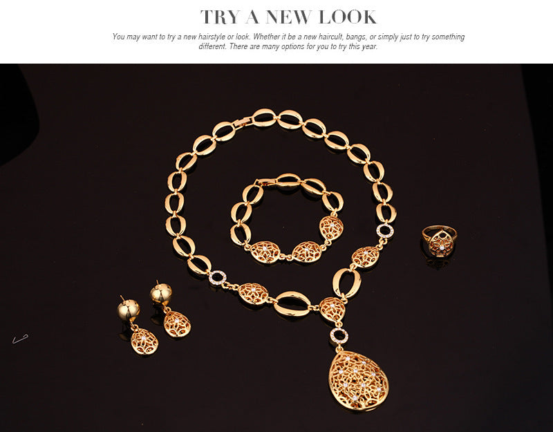 Jewelry Fashion Necklace Earrings Bracelet Ring Four Piece Jewelry Set - Novaluxe