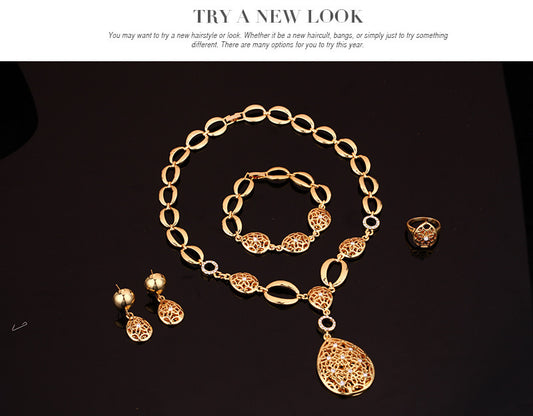 Jewelry Fashion Necklace Earrings Bracelet Ring Four Piece Jewelry Set - Novaluxe