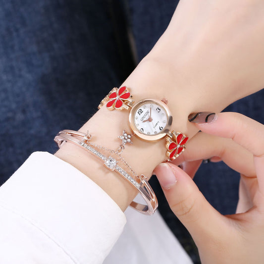Women's Bracelet Watch Flower Disk Two-piece Bracelet Set - Novaluxe