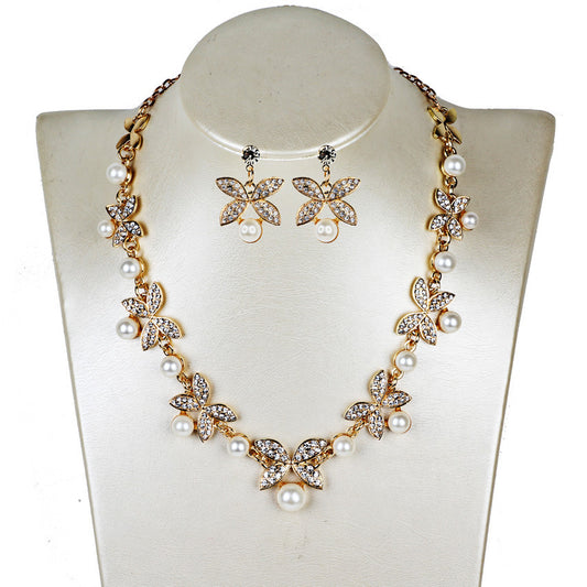 New Pearl butterfly necklace, earrings, bridal jewelry set, bridal jewelry - Novaluxe