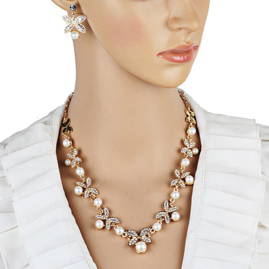 New Pearl butterfly necklace, earrings, bridal jewelry set, bridal jewelry - Novaluxe