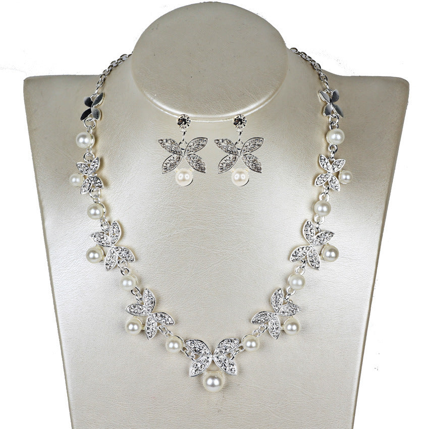 New Pearl butterfly necklace, earrings, bridal jewelry set, bridal jewelry - Novaluxe