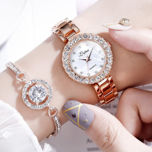 Watches-Set Bangle Clock Bracelet Wrist-Watch Quartz Women Fashion Ladies Brand Luxury - Novaluxe