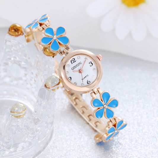 Women's Bracelet Watch Flower Disk Two-piece Bracelet Set - Novaluxe