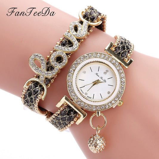 FanTeeDa Brand Women Bracelet Watches Ladies Watch Rhinestones Clock Womens Fashion Dress Wristwatch Relogio Feminino Gift - Novaluxe