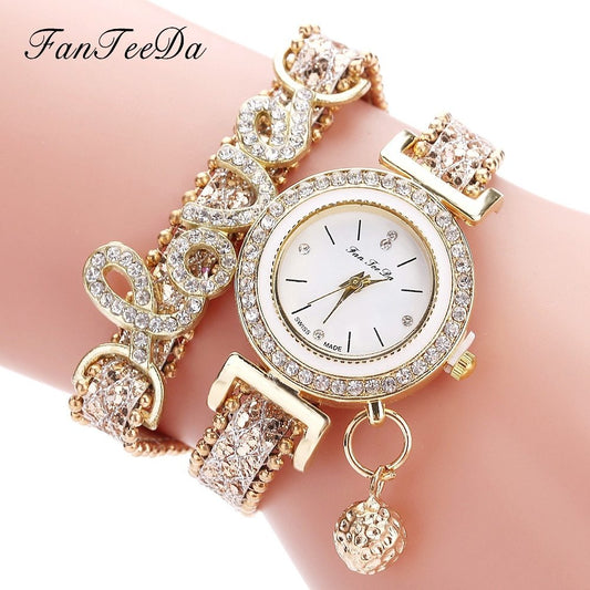 FanTeeDa Brand Women Bracelet Watches Ladies Watch Rhinestones Clock Womens Fashion Dress Wristwatch Relogio Feminino Gift - Novaluxe