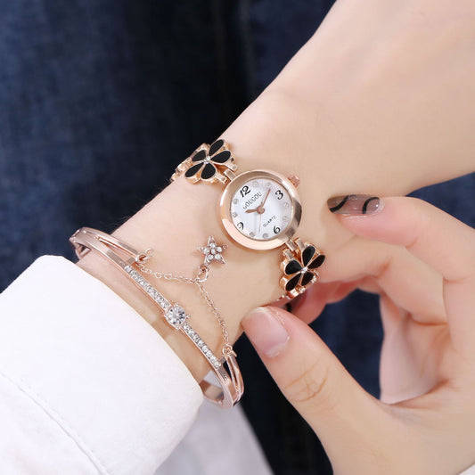 Women's Bracelet Watch Flower Disk Two-piece Bracelet Set - Novaluxe