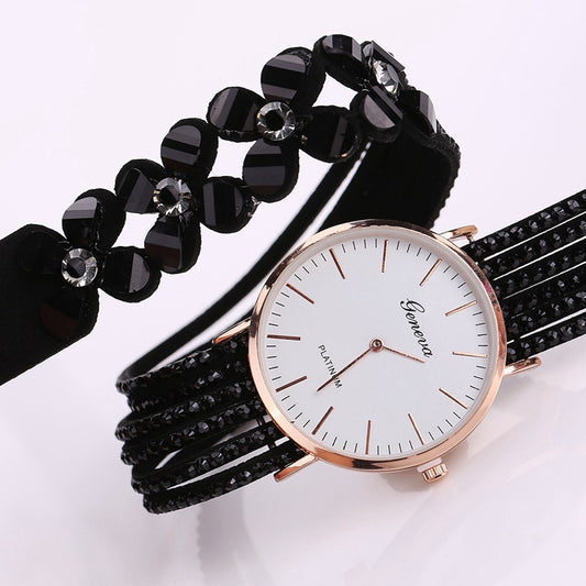 Fashion Geneva Flowers Watches Women Dress Elegant Quartz Bracelet Ladies Watch Crystal Diamond Wrist Watch Gift Reloj Mujer - Novaluxe