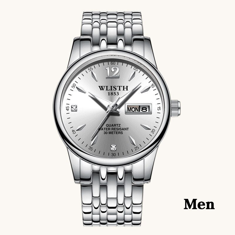 Women Dress Watch Rose Gold Stainless Steel WLISTH Brand Fashion Ladies Wristwatch Week Date Quartz Clock Female Luxury Watches - Novaluxe