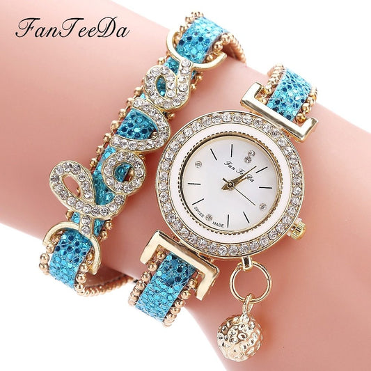 FanTeeDa Brand Women Bracelet Watches Ladies Watch Rhinestones Clock Womens Fashion Dress Wristwatch Relogio Feminino Gift - Novaluxe