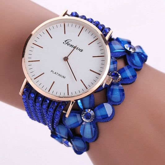Fashion Geneva Flowers Watches Women Dress Elegant Quartz Bracelet Ladies Watch Crystal Diamond Wrist Watch Gift Reloj Mujer - Novaluxe