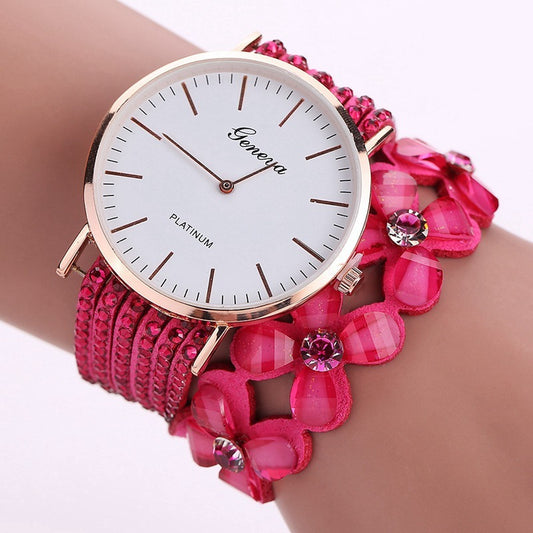 Fashion Geneva Flowers Watches Women Dress Elegant Quartz Bracelet Ladies Watch Crystal Diamond Wrist Watch Gift Reloj Mujer - Novaluxe