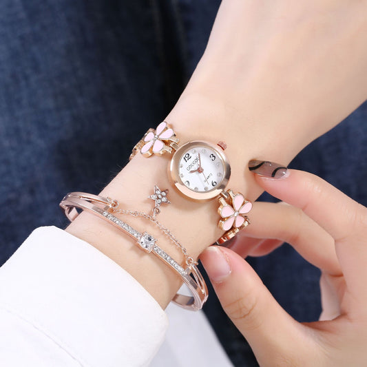 Women's Bracelet Watch Flower Disk Two-piece Bracelet Set - Novaluxe