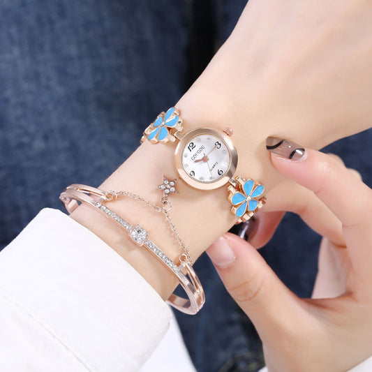 Women's Bracelet Watch Flower Disk Two-piece Bracelet Set - Novaluxe